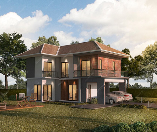 Modern residential house built by expert house construction in Bangalore, featuring elegant design and landscaping